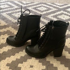 Soda black lace up booties size 9